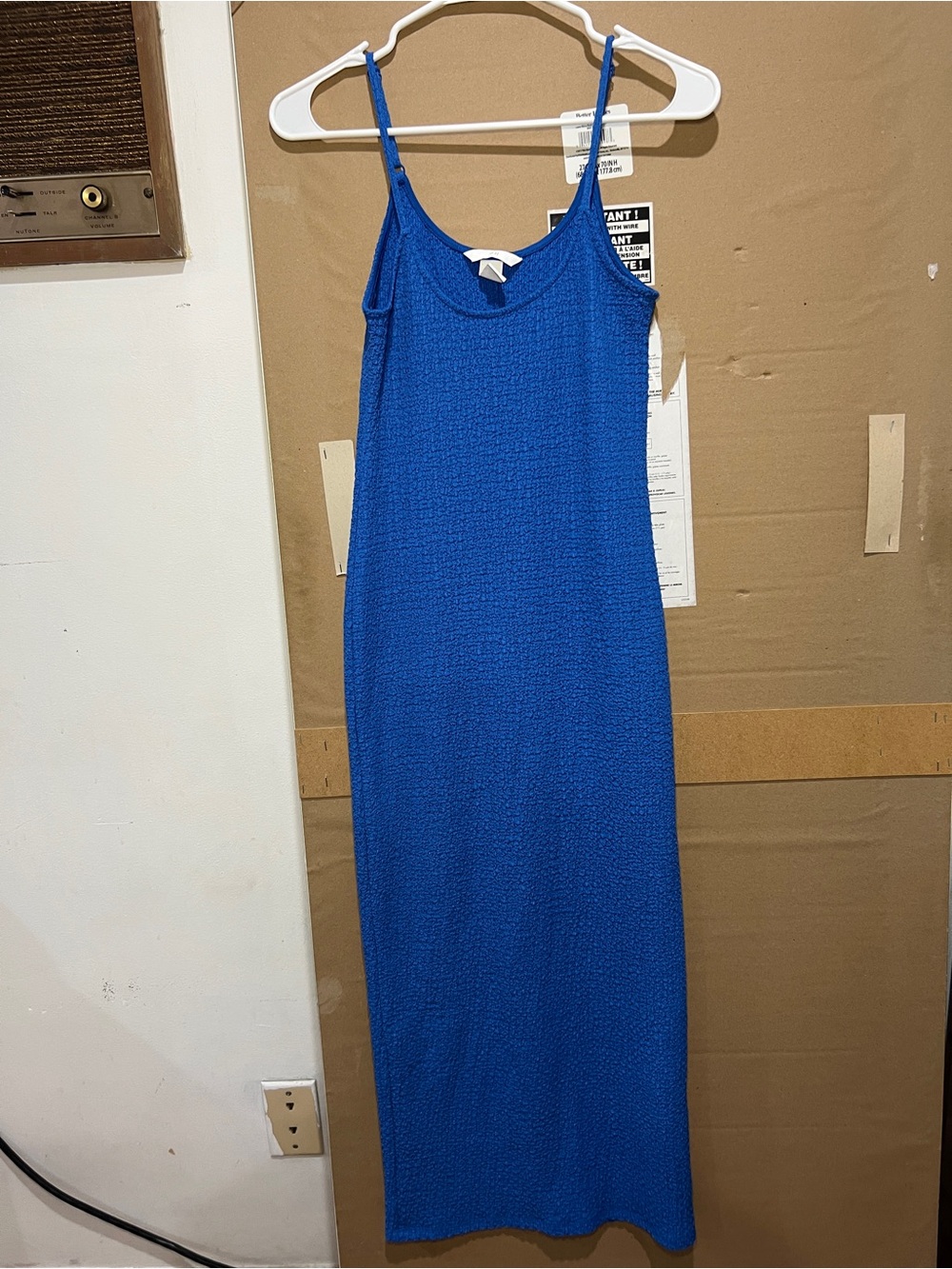 H&M Royal Blue Textured Slip Maxi Dress